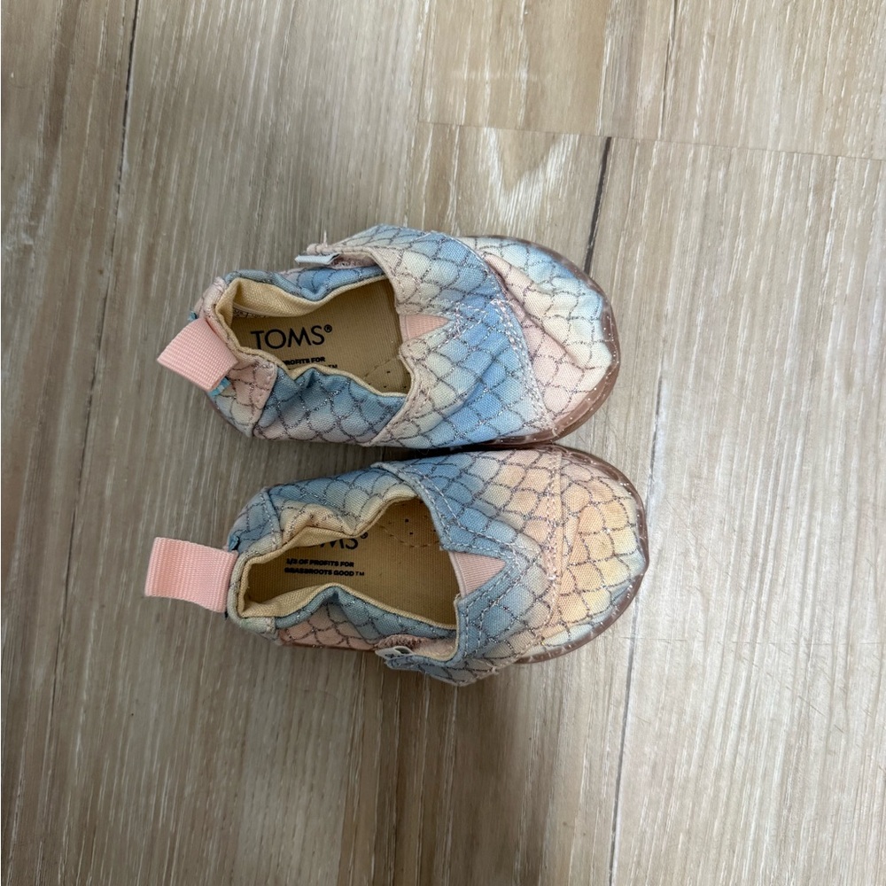 TOMS toddler pink and blue slip-ons